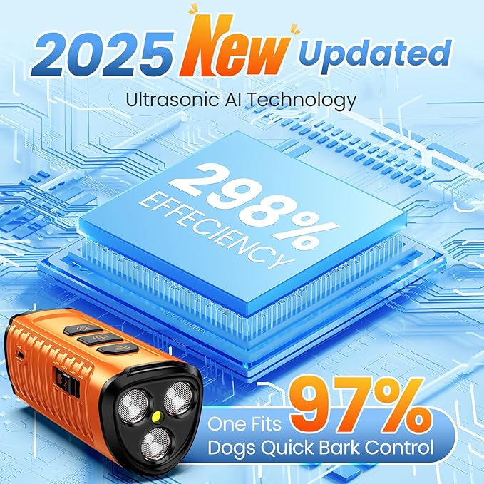 Dog Bark Deterrent Device 3X Anti Barking Device for Dogs, 5 Modes Stop Neighbors Dog Barks No More Safe for All Dogs 50FT Bark Control Indoor Outdoor with Flashlight,Dog Training Device