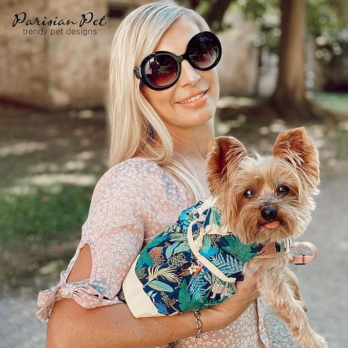 Parisian Pet Amazonia Dog Dress - Leafy Summer Clothes - Magic Strap Closure Beach Outfit - Lightweight Dressy Outfit - Dresses for Small Dogs Girl S