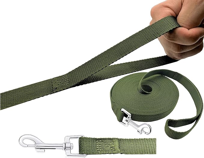 PETGOGO 15ft 20ft 30ft 40ft 50ft Long Dog/Puppy Lead Obedience Recall Training Dog Leashes for Small Medium Dogs Camping, Training, Play, or Backyard (50 FT, Green)