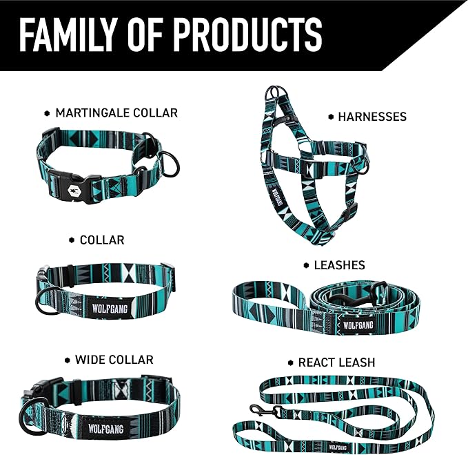 Wolfgang Heavy Duty Martingale Dog Collar with Quick Release Nylon Buckle for Walking & Training, WesternSky Print, X-Large