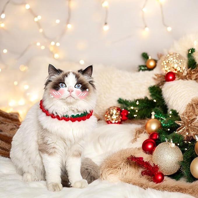 Cute Rabbit Knitted Hat and Collar Set, Bunny Hats and Necklace for Rabbits Guinea Pig Small Dog Cat, Hats for Pet Rabbits, Pet Bunny Costume for Birthday Party Christmas, Rabbit Accessories