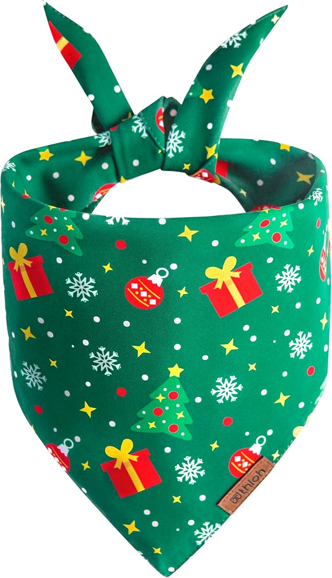 Christmas Dog Bandanas - 2 Pack Reversible Santa Claus and Christmas Tree Dog Scarf for Boy & Girl, Premium Durable Fabric, Festival Dog Bib, Holiday Bandana for Small and Medium Dogs (Small)