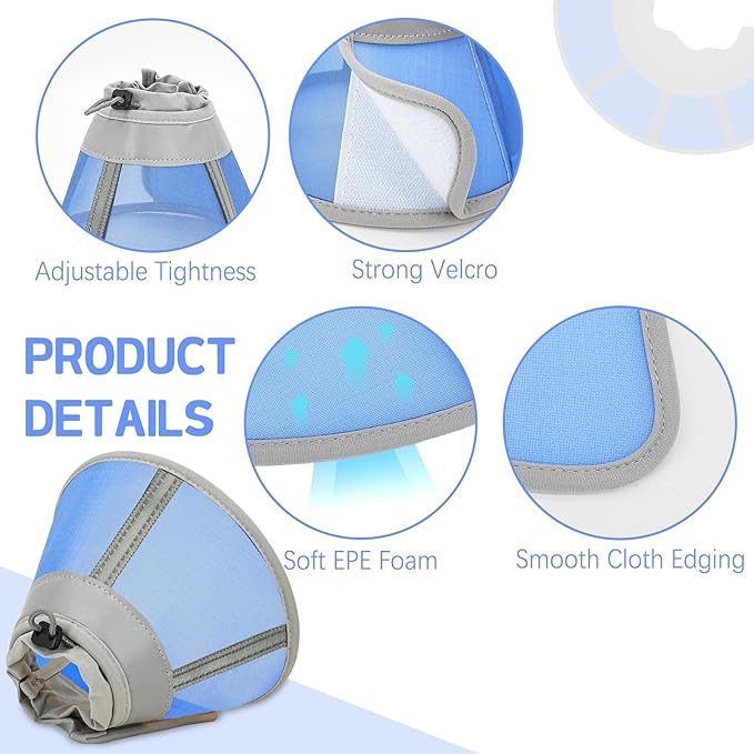 Cat Cone Collar Soft, Cat Recovery Collar for Large Medium Small Cats Kittens, Pet Cone Alternative After Surgery