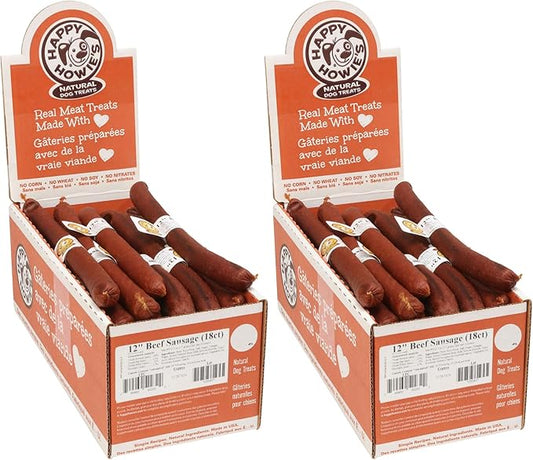 Happy Howie's Sausage Treats - Healthy Dog Treats, Flavorful Slow Cooked Beef, Natural Ingredients, Hormone Free - Beef, 36 Count (Pack of 1)