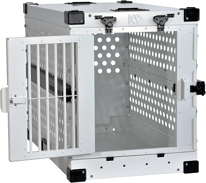 Heavy Duty Fully Collapsible Powder-Coated Aluminum Dog Crate - Medium-Long (White)