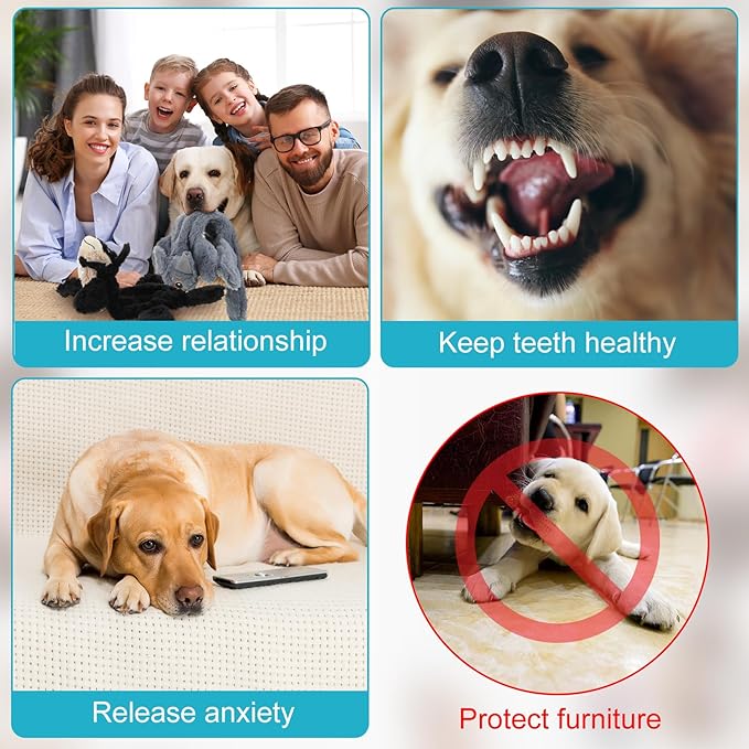 Sratte 10 Pcs Soft Dog Squeaky Toys No Stuffing Crinkle Dog Toy for Aggressive Chewers Durable Plush Teething Puppy Squeak Animals Chew for Small Medium Large Pets, 10 Styles (Classic Style)