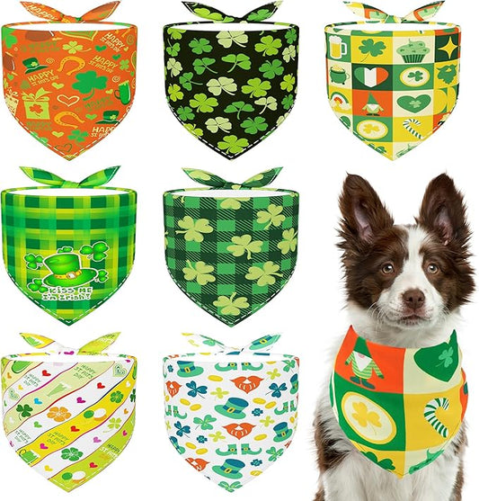 St Patricks Day Dog Bandanas for Large Dog Breed 7 Pcs Sewing Hemming Dogs Bandanas 33 Inch XXL Adjustable Scarves Grooming L