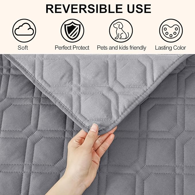 Smiry Waterproof Dog Blanket, 30x53 Inch Soft Pet Bed Cover Reversible, Washable Sofa Couch Furniture Protector for Small Medium Large Dog Puppy Cat, Grey/Light Grey
