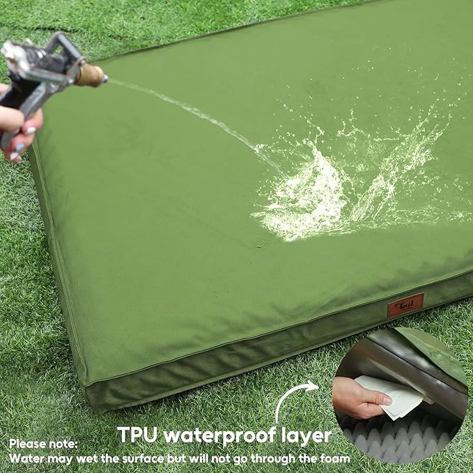 Orthopedic Dog Bed for Medium Dogs - Waterproof & Machine Washable Pet Bed with Egg Crate Foam, Removable Cover for Easy Cleaning, for Indoor & Outdoor Use, 30x20 Inch, Light Green