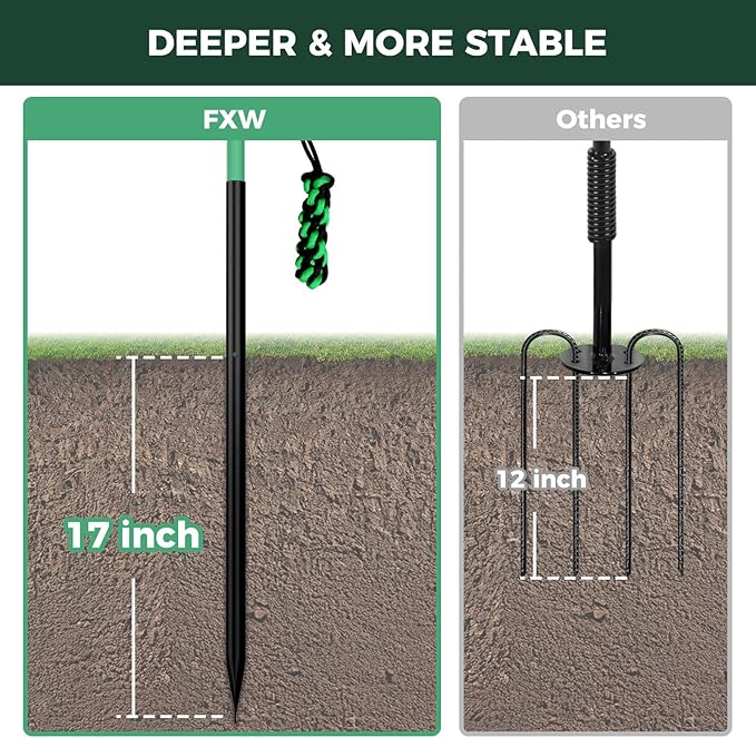FXW TugPal Outdoor Tug of War Toy for Dog,Interactive Exercise Game with Fiberglass Rod for Yard,47 inch for Medium Dogs up to 60 lbs| Rustproof & Hands-Free Play,│Patent Pending