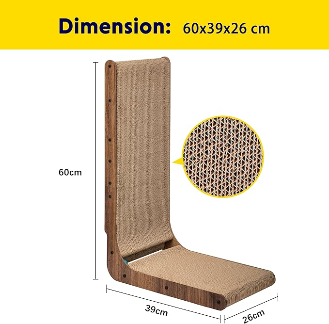 Cat Scratcher with Cat Toys Ball Track, Build-in Ball, L-Shaped Scratcher, Cardboard Lounge Bed, Stable and Durable, Furniture Protector, Reversible