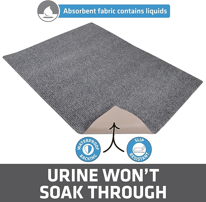 Drymate Cat Litter Trapping Mat, (Ridged Design), Traps Litter & Mess from Box, Soft on Kitty Paws, Absorbent, Waterproof, Urine-Proof, Machine Washable, Durable, (USA Made) (28" x 36")