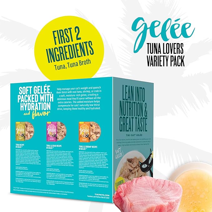 Tiki Cat Gelee Wet Cat Food, Tuna Variety Pack, 2.8 oz. Pouch (12 Count)