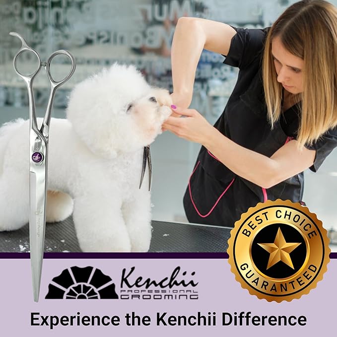 Kenchii Scorpion 9 Inch, Straight Grooming Scissors for Dogs and Pets - Premium Steel Scissors for Dog Grooming - Dog Shears Pet Grooming Accessories - Pet Hair Trimming Scissor