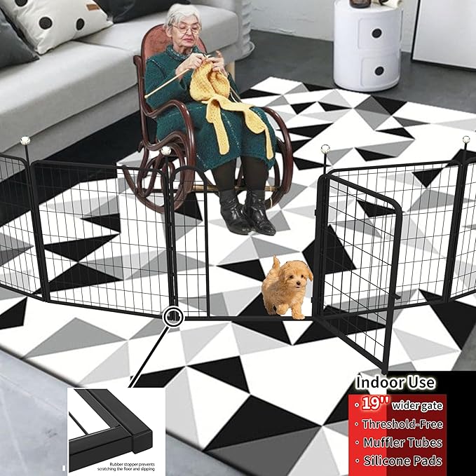 Portable Dog Crates & Playpen, 32'' Metal Pet Pen for Small/Medium Dogs, Indoor/Outdoor, Easy-Carry Straps, Rustproof, One Door