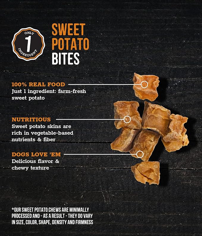 Wholesome Pride Sweet Potato Bites 100% All-Natural Single Ingredient Dog Treats, 8 oz