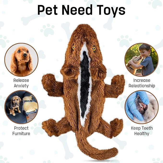 FGA MARKETPLACE Duck-Squirrel Flat NO Stuffing NO Squeak Plush Dog Toy, Funny Style Will Entertain Your Pet for Hours, Recommended for Small and Medium Dog 21 INCH Long
