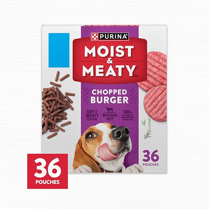 Purina Moist and Meaty Dog Food Chopped Burger Soft Dog Food Pouches - 36 ct. Pouch