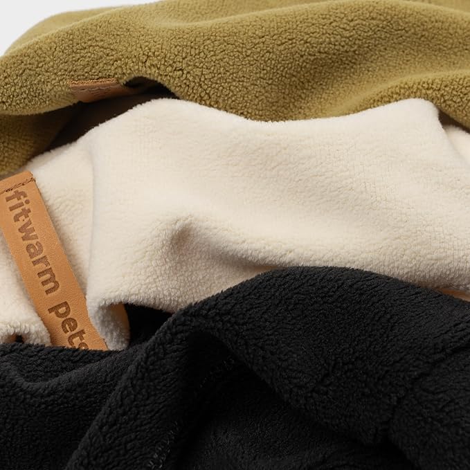 Fitwarm 3 Pack Classic Fleece Dog Sweater, Winter Clothes for Small Dogs Boy Girl, Turtleneck Dog Sweatshirt, Pet Pullover Jumper, Cat Apparel, Black, Olive Green, Cream, Small