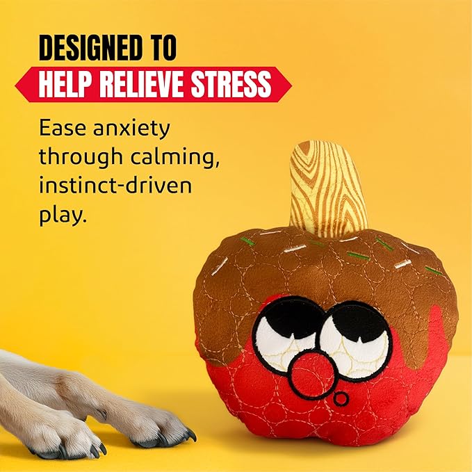 Bite Force -Durable & Strong Dog Toy Candy Apple Buddy with Squeaker, Kevlar-Reinforced for Aggressive Chewers for Small Medium Large Dogs - red.