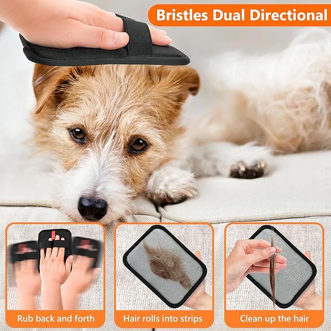 Pet Hair Removal Glove，Static Electricity Grooming Mitt Tool for Dogs & Cats - Remove Fur from Pets, Furniture, Car Seats， Clothing and Sofas