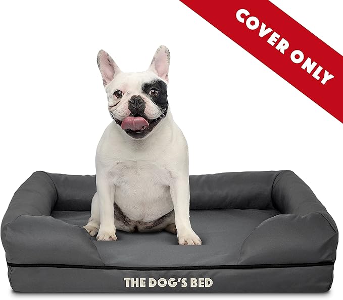 Replacement Outer Cover ONLY (Outer Cover ONLY - NO Bed, NO Waterproof Inner) for The Dog's Bed, Washable Oxford Fabric, Small (Grey with Black Piping)