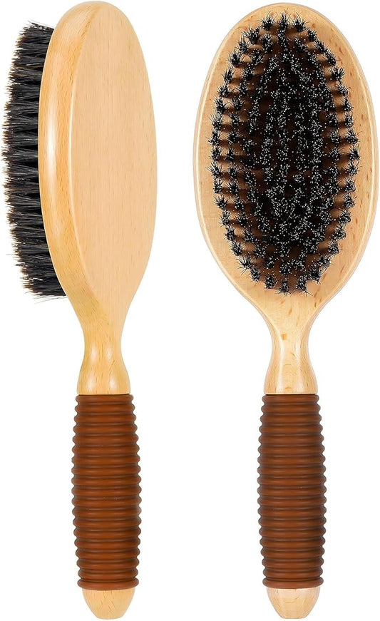 Boar Bristle Pet Brush for Short Haired Dogs and Cats, Dog Cast Hair Brush for Shedding with Beech Wood Handle and Non-Slip Rubber
