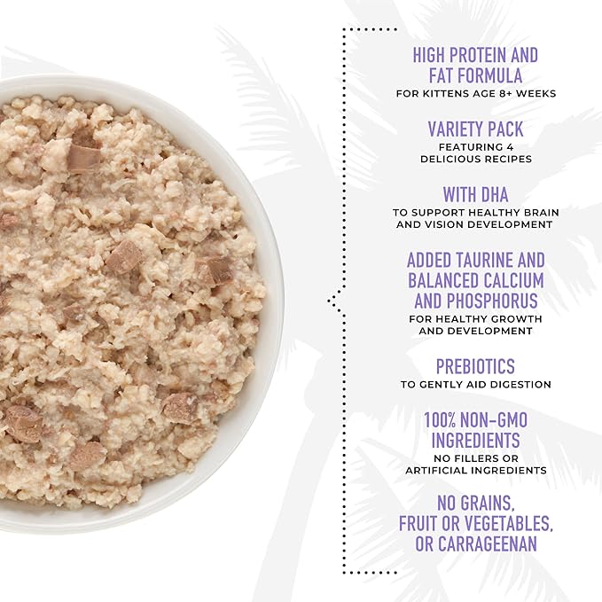 Tiki Cat Baby, Shreds Variety Pack, High-Protein and Flavorful, Wet Cat Food for Kittens 8 Weeks Plus, 2.4 oz. Cans (Pack of 12)