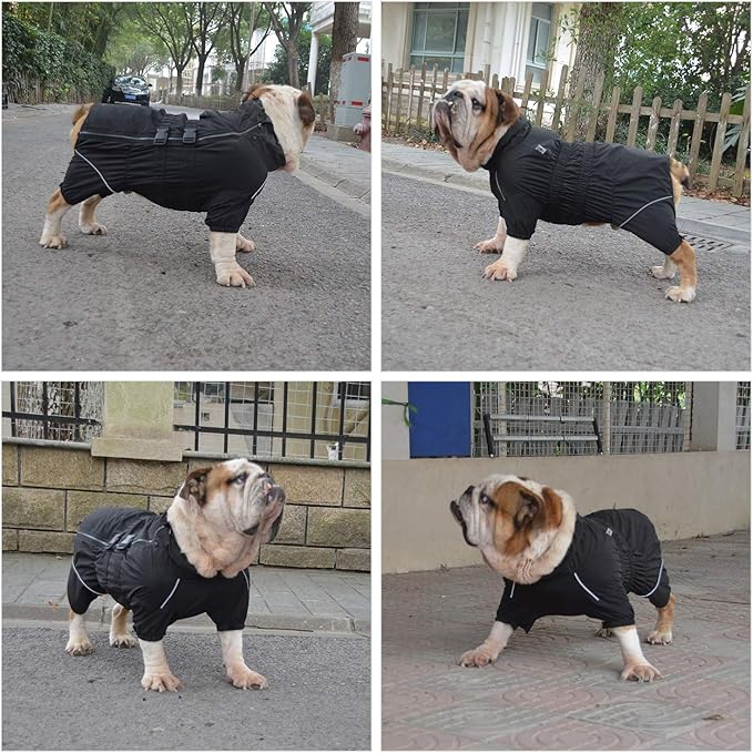 Dogs Waterproof Jacket, Lightweight Waterproof Jacket Reflective Safety Dog Raincoat Windproof Snow-Proof Dog Vest for Small Medium Large Dogs Black 4XL