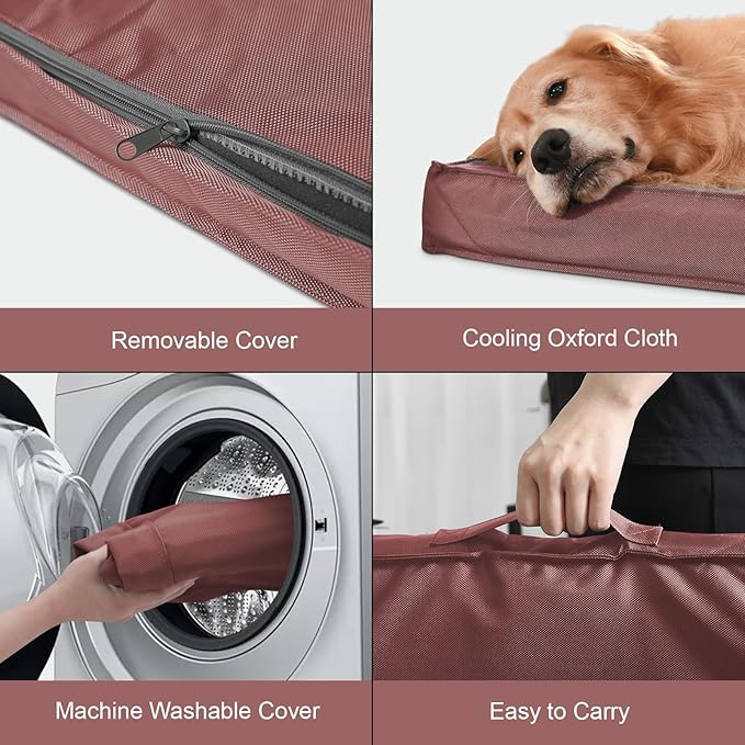 Orthopedic Dog Bed for Medium Dogs - Waterproof Outdoor Protection with Egg Crate Foam, Removable & Machine Washable Oxford Cover, 30x20 Inch, Pink