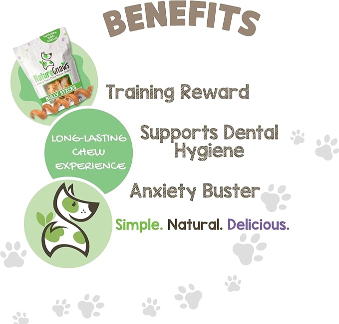 Nature Gnaws Bully Stick Springs for Dogs 7-8" (12 Count) - Long Lasting for Aggressive Chewers - Natural Curly Beef Dog Chew Bones - Rawhide Free