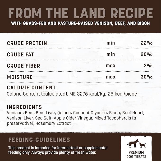 Earth Animal Wisdom Air-Dried Jerky from The Land Recipe | Dog Treats | Dog Snacks | Premium Natural Red Meat Jerky Strips | 4 oz | Made in The USA (Pack of 3)