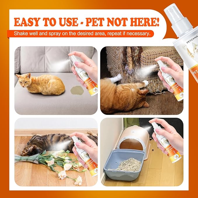 Cat Deterrent Spray: 100ml Natural Bitter Formula Spray to Stop Chewing & Scratching, Safe Indoor/Outdoor Anti-Chew Training Aid for Furniture, Sofas, Curtains - No Alcohol/Toxic for Cats Kittens