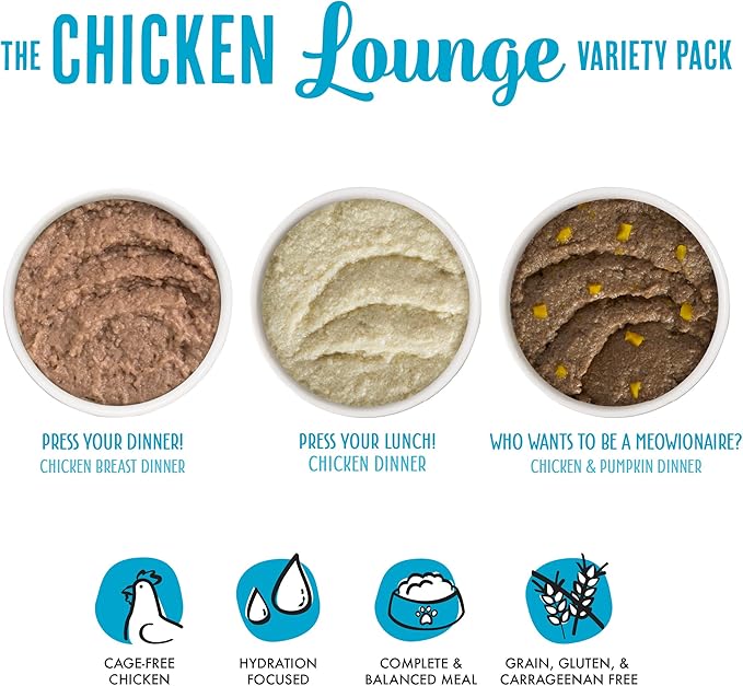 Weruva Wet Cat Food, The Chicken Lounge Paté Variety Pack, 5.5oz Can, Pack of 12