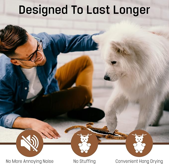 FGA MARKETPLACE Squirrel Flat NO Stuffing NO Squeak Plush Dog Toy, Funny Style Will Entertain Your Pet for Hours, Recommended for Small and Medium Dog 21 INCH Long