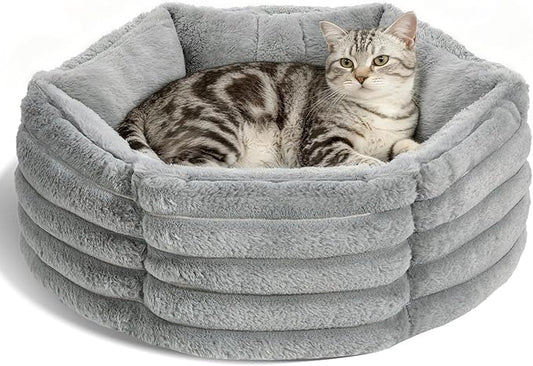 Small Dog Bed for Small Dogs, Cat Beds for Indoor Cats, Pet Bed for Puppy and Kitty, Extra Soft & Machine Washable with Anti-Slip & Water-Resistant Oxford Bottom, Grey, 18 inches