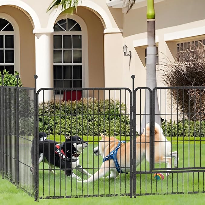 Dog Playpen,32/40/45 Inch Height in Heavy Duty, Folding Indoor Outdoor Anti-Rust Dog Exercise Fence, Portable Pet Playpen with Door for Large Medium Small Dogs and Pet (16 Panels, 45 Inch) Silver