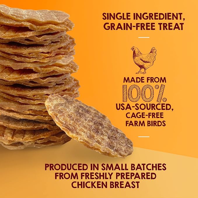 Riley's Waffles Chicken Chips for Dogs - USA Sourced 100% Chicken Breast - Dehydrated and Lean Jerky Treats - Single Ingredient Dog Treat - 6oz