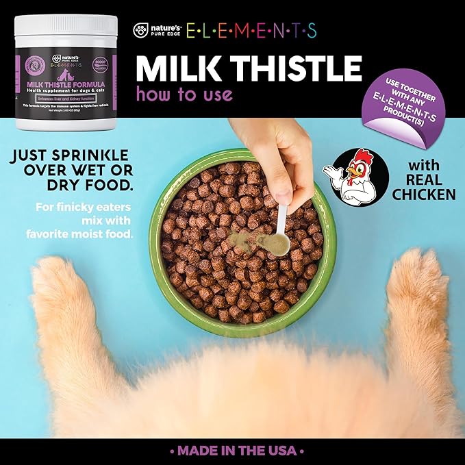 Milk Thistle for Dogs & Cats. Liver Supplement with Real Chicken. Extra Strength Liver and Kidney Detox. Dogs and Cats Love The Taste. Hepatic Support. Extra Large 85 gram jar!