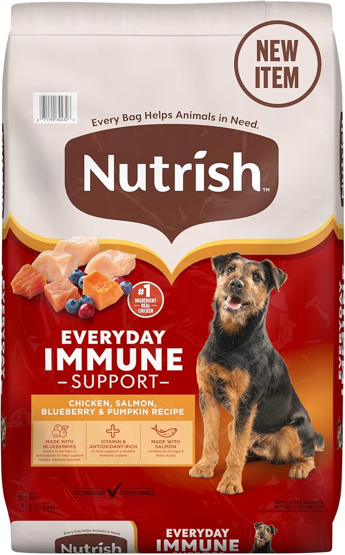 Nutrish Everyday Immune Support Chicken, Salmon, Blueberry & Pumpkin Recipe Dry Dog Food, 26 lb. Bag (Rachael Ray)