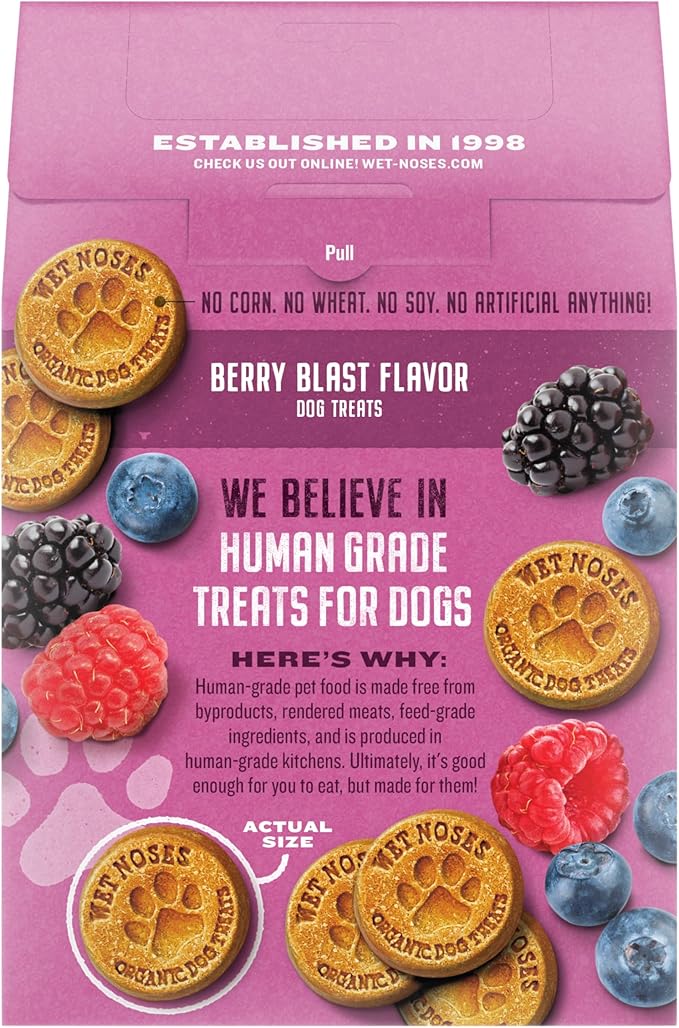Organic Crunchy Dog Treats – for All Pet Sizes, Breeds – All-Natural Puppy Treat, Senior Dog Snack – 100% Human-Grade – Delicious Chews for Dogs – Grain-Free Berry Blast, 14 Oz (2-Pack)
