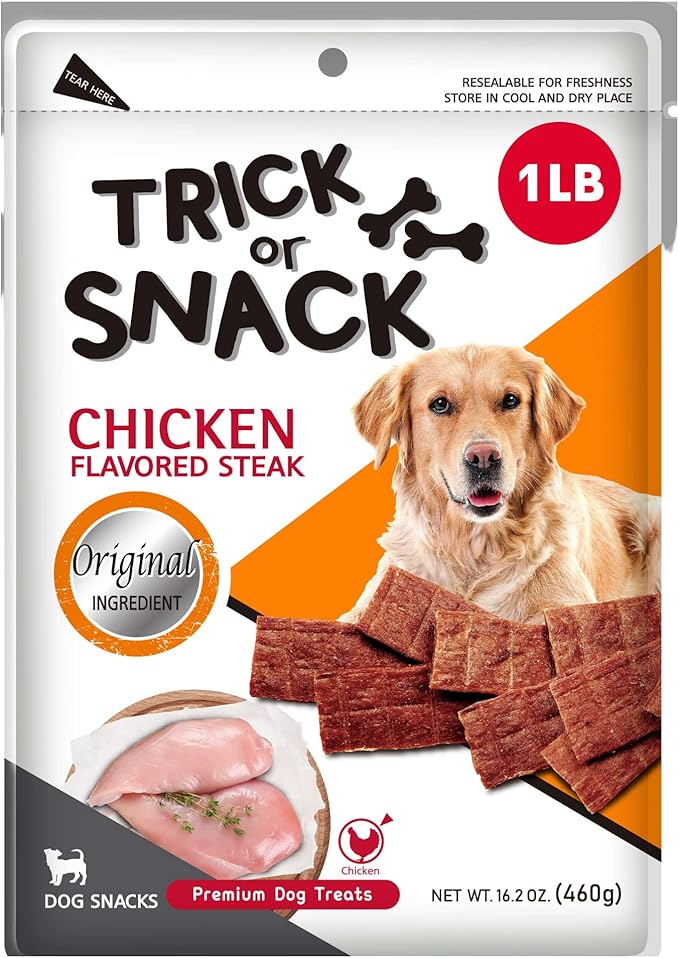 Premium 1lb Dog Jerky Treats | Dog Training | Dog Walking | Natural Grillers | Healthy Smoked Beef Chicken Salmon Chews Snacks Chicken Original Steak