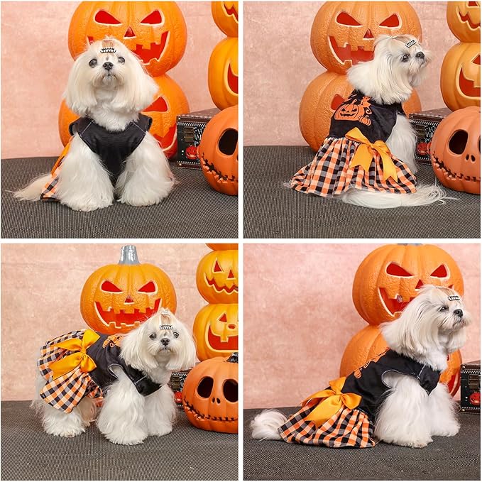 CuteBone Velvet Dog Dresses Halloween for Small Dogs, Stylish & Soft Fabric, Comfortable Fit for Everyday Wear, Perfect for Special Occasions NCVA18S-D