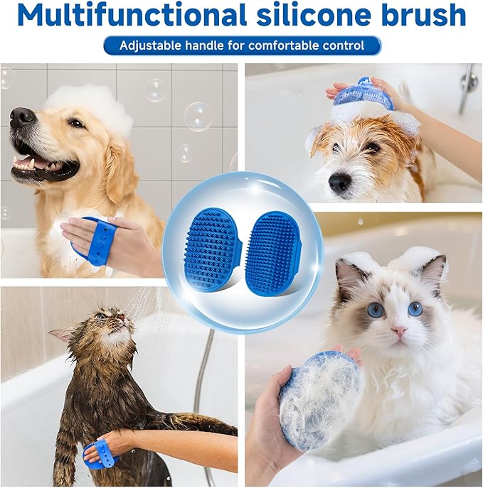 Pet Steam Brush for Dog & Cat – 3-in-1 Spray Hair Removal Comb for Shedding & Grooming Water-Free Shampoo, Bath Gloves,Bath Brush, Tooth & Ear Brush, Towel (10PCS)