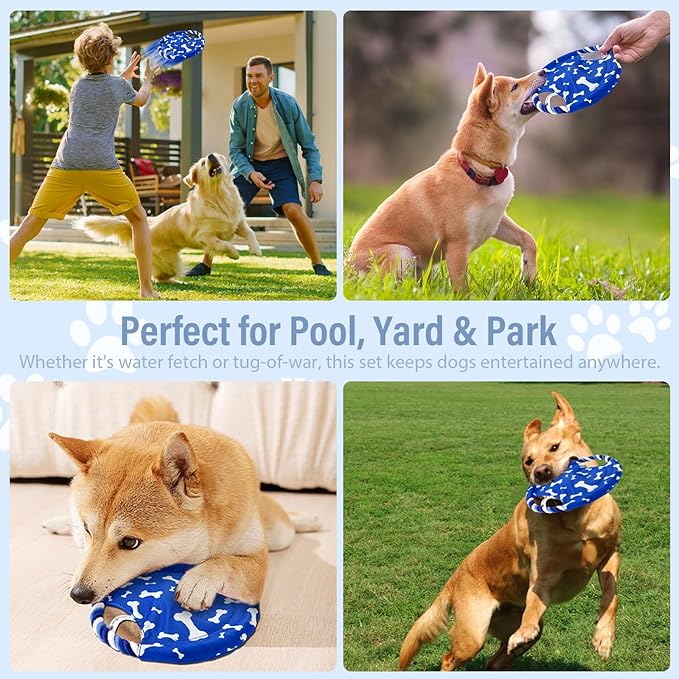 Dog Rope Flying Disc | Durable Canvas & Sturdy Cotton Rope | Interactive Training Toy | for Small & Medium Dogs | 9” L x 9” W - Pack of 1