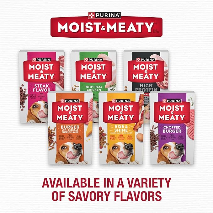 Purina Moist and Meaty Dog Food Chopped Burger Soft Dog Food Pouches - 36 ct. Pouch