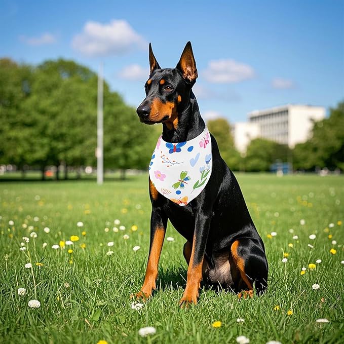 7 Pack Spring Dog Bandanas for Large Dogs Breed 33 Inch XL Summer Flowers Dog Bandana Adjustable Sewing Hemming Scarves Grooming L