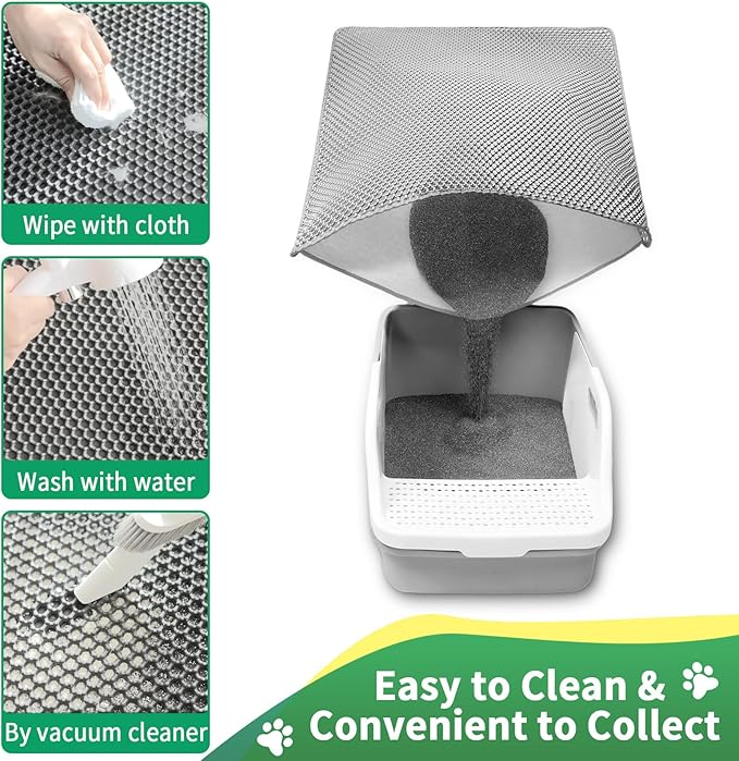 Cat Litter Mats,32"x22" Litter Box Mat,2 Layer Litter Trapping Mat for indoor cat,Litter Catcher Mats for kitty Pet,Cat Rug. Non-Slip Waterproof Urine Proof, Collapsable