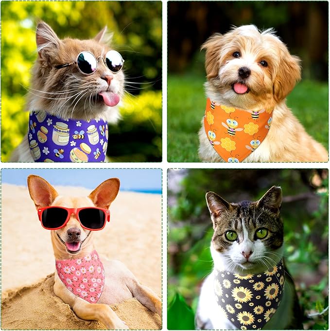 Weewooday 20 Pcs Spring Dog Bandanas Bulk Adjustable Spring Dog Bandanas Bibs Scarf Bib Washable Triangle Doggy Kerchief for Small Medium Large Pet Summer Easter Costume Accessory