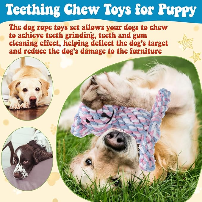 Sumind 12 Pcs Dog Rope Toys for Aggressive Chewers Valentine Gifts for Puppy Animal Rope Chew Toy Interactive Toys for Small Medium Large Dog Pets Puppy Playtime, 12 Styles(Giraffe)